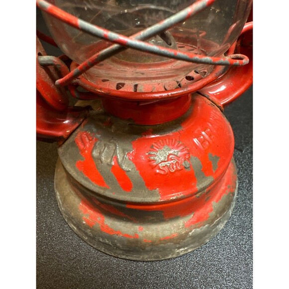 Vintage Red Sun Brand Kerosene Lantern 7.5" Japan Barn Camping Oil Lamp - Picture 5 of 10
